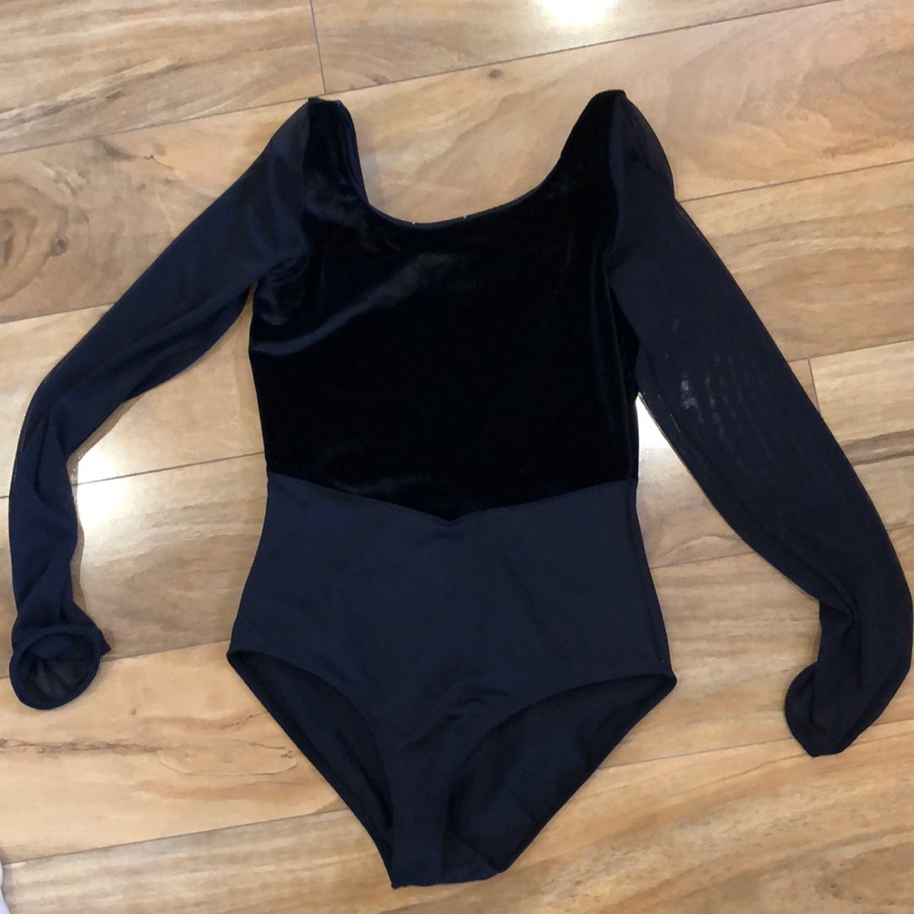 Mirella L/S Black Velvet Girls Leotard Size 12